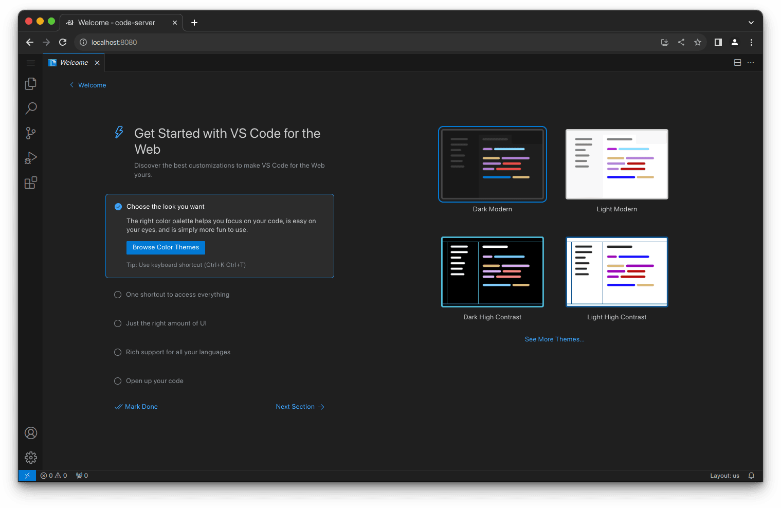 Code editor workspace preview